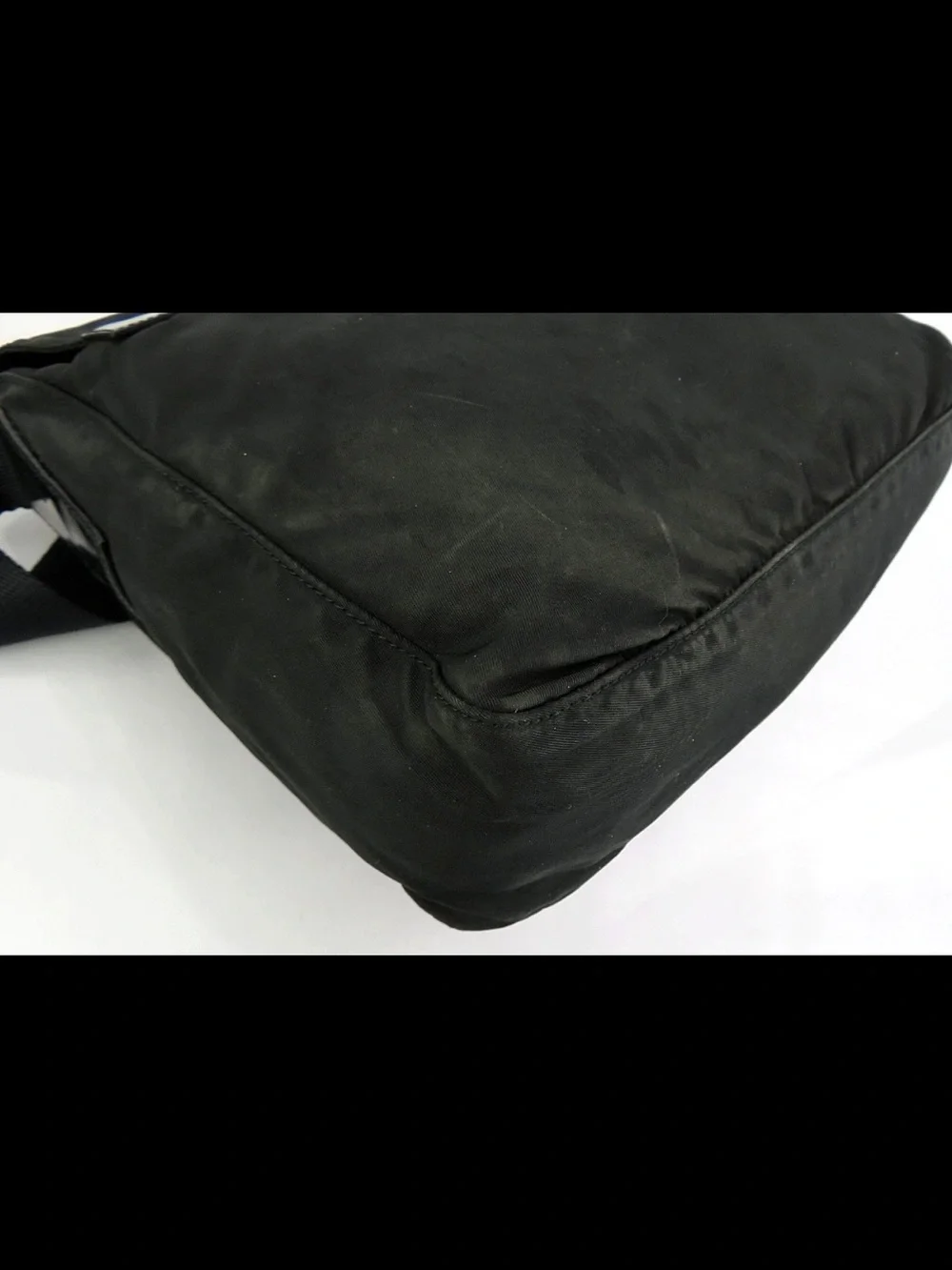 Prada Black Nylon Messenger Bag with Front Buckle